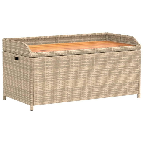 vidaXL Storage Bench Mix Beige 39.4"x19.7"x20.5" - Patio Furniture Cushion, Gardening, Pool Towel Organizer - Poly Rattan, Acacia Wood - Gas Spring Lid, Water- Bag