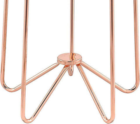 Acme Alivia Round Glass Top End Table in Frosted Glass and Rose Gold