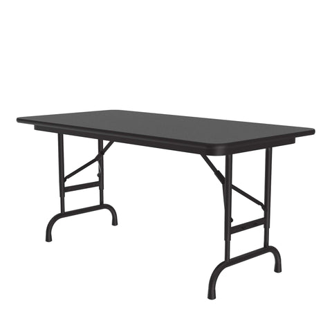 Correll 24"x48" Commercial Duty Adjustable Height Folding Table, Black Granite Melamine Top 5/8" Thick Core, Made in The USA, Steel Apron (CFA2448M-07)