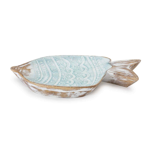 Melrose Distressed Geometric Etched Fish Bowl - 11.5" - Blue and Brown