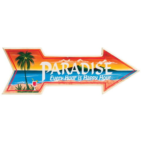 RAM Outdoor Decor Wooden Paradise, Every Hour is Happy Hour Arrow Wall Art Sign