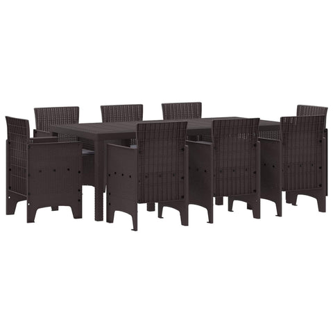 vidaXL Garden Dining Set 9 pcs Brown Polypropylene, Stylish Outdoor Dining Set for Garden and Patio, Lightweight, Tough, Perfect for Family Gatherings