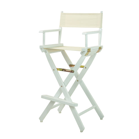Casual Home Director's Chair ,White Frame/Natural/Wheat Canvas,30" - Bar Height