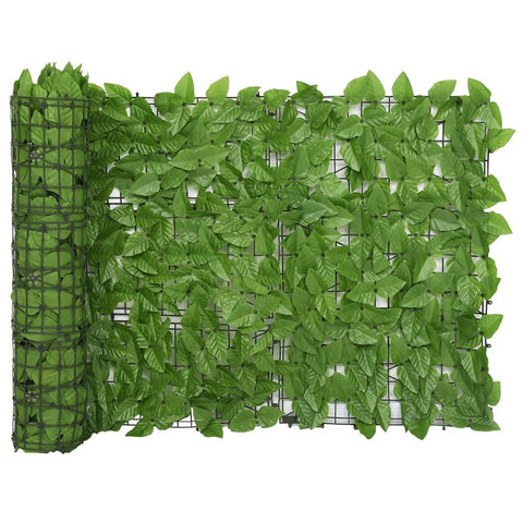 vidaXL Polyethylene and Fabric Balcony Privacy Screen with Green Leaves, 236.2"x29.5"- Outdoor Terrace Garden Decoration and Sun Protection
