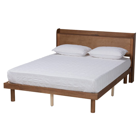 Baxton Studio Decker Bed (Platform), Queen, Walnut Brown