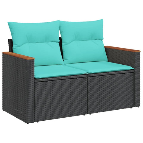 vidaXL Garden Sofa Black, Blue