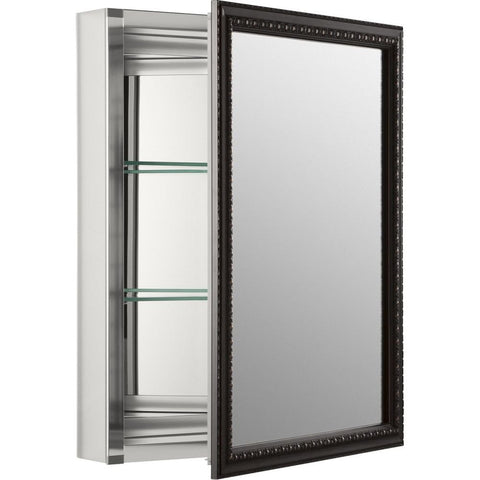 Kohler 2967-BR1 20" W x 26" H Bathroom Medicine Cabinet with Framed Mirror Door, Recessed or Surface Mount Bathroom Wall Cabinet, Oil-Rubbed Bronze