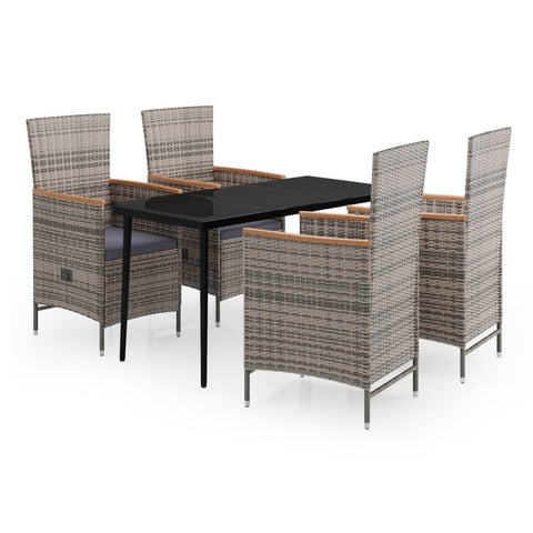 vidaXL Patio Dining Set 5 Piece with Cushions Garden Outdoor Lawn Yard Terrace Balcony Dining Dinner Table and Chair Seat Seating Furniture Gray
