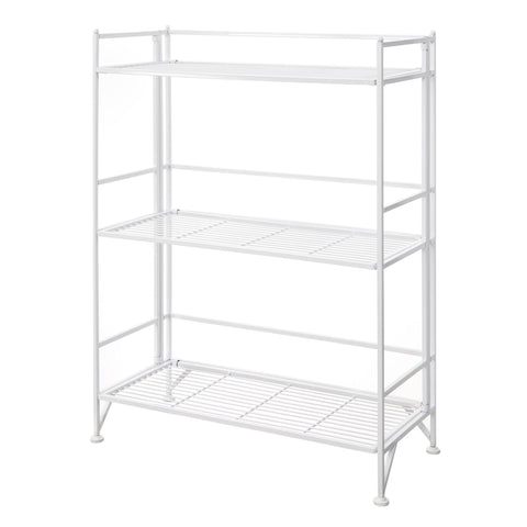 Convenience Concepts Xtra Storage Shelves - 3-Tier Wide Folding Metal Storage Shelves, Closet Organizer for Office, Laundry Room, Bedroom, Garage, Kitchen, Bathroom, White