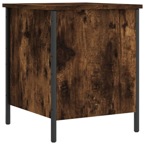 vidaXL Storage Bench in Smoked Oak Finish - Engineered Wood Seating and Storage Solution with Metal Frame, 15.7"x16.7"x19.7", Adjustable Feet, 242.5 lb Capacity