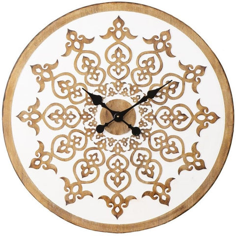 SEI Furniture Moravelle Round Wall Clock Battery Operated, White