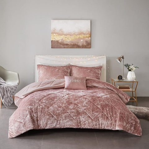 Oakestry 4Pc King Duvet Cover Set Luxury Diamond Quilting Pink Duvet Cover Duvet Cover with King Shams Decorative Pillow, Blush, King/Cal King