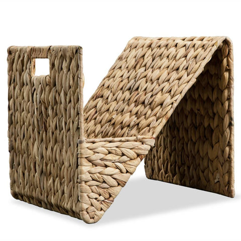 vidaXL Water Hyacinth Magazine Holder - 12.2"x12.2"x12.2" - ic Zig-Zag Design - Fully Assembled - Brown