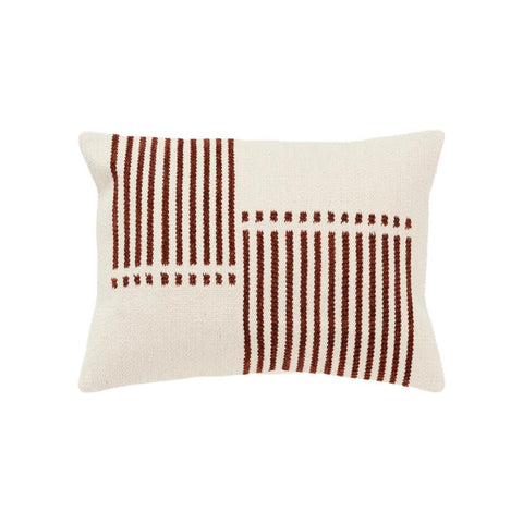 Rizzy Home DSFabricsCES Cotton Rayon Blend Throw Pillow, 14x20 inches, Natural/Terracotta, Decorative Pillow