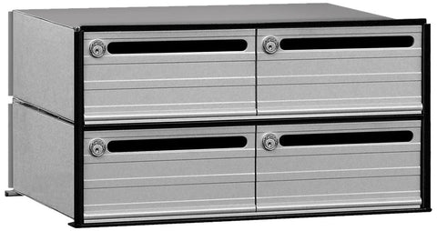 Salsbury Industries 2404 Data Distribution System Aluminum Box, 4 Doors, Aluminum with Black Trim