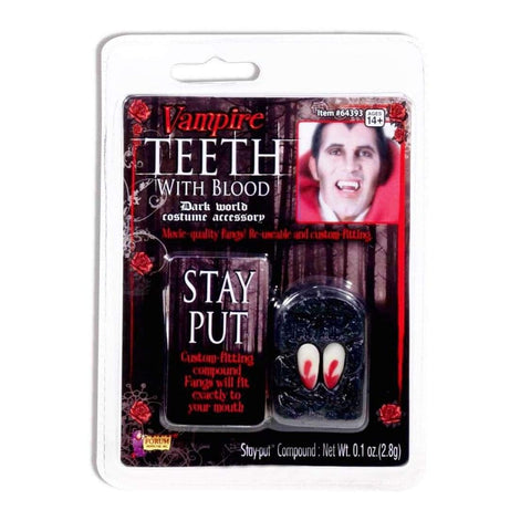 Forum Novelties 64393 Vampire Fangs with Blood