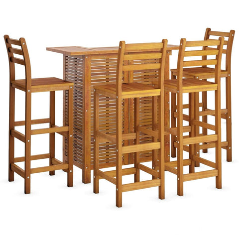 vidaXL Garden Bar Set Brown Solid Acacia Wood Medium Footrest