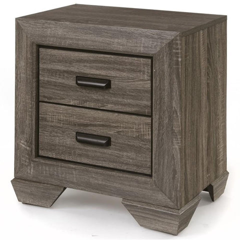 Acme Lyndon Square 2 Drawers Nightstand in Weathered Gray Grain