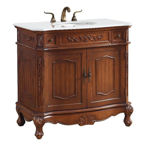 Elegant Kitchen and Bath Danville 36" Single Solid Wood Bathroom Vanity in Brown