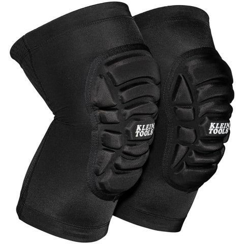 Klein Tools 60614 Knee Pads, Lightweight Padded Knee Sleeves, Breathable Mesh Back, Elastic Cuff with Slip-Resistant Silicone, S/M, Black