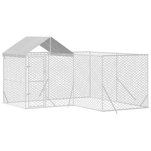 vidaXL Outdoor Dog Kennel, Dog Kennel for Yard, Dog Crate with Roof, Puppy Playpen Pet Cage House Pet Supply, Silver Galvanised Steel