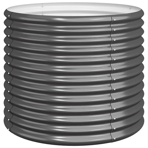 vidaXL Garden Planter - Powder-Coated Steel Round Anthracite Planter, Outdoor/Raised Garden Bed, 31.5" Diameter x 26.8" Height, Durable & Weather, for Garden/Balcony/Patio