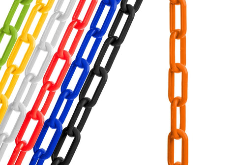 US Weight (Made in USA) 2" x 10' Orange Plastic Safety Chain ft. SunShield UV Resistant Technology