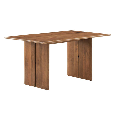 Modway Amistad 60" Solid Wood Modern Farmhouse Rectangular Dining Table in Walnut
