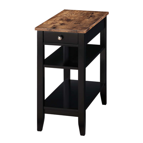 Convenience Concepts American Heritage Chairside End Table with Drawer 23.5" - Classic Living Room Table with Storage Shelf, Bedroom Nightstand, Barnwood