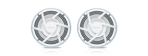 PIONEER CAR TSME650FS ME-Series 6.5 inch White Marine Coaxial Speakers (Pair) 2-Way, 200 Watt Max Power, IPX7 Rated, Sports Grille Design