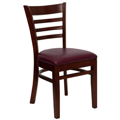 Flash Furniture HERCULES Series Ladder Back Mahogany Wood Restaurant Chair - Burgundy Vinyl Seat