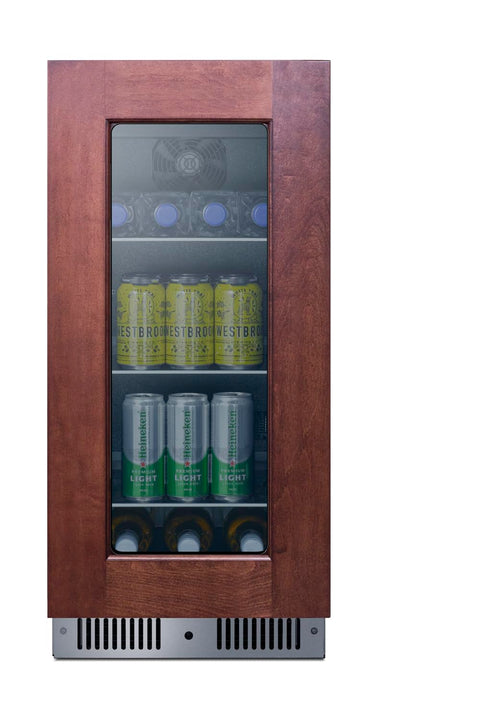15inch wide built-in beverage center with panel-ready glass door