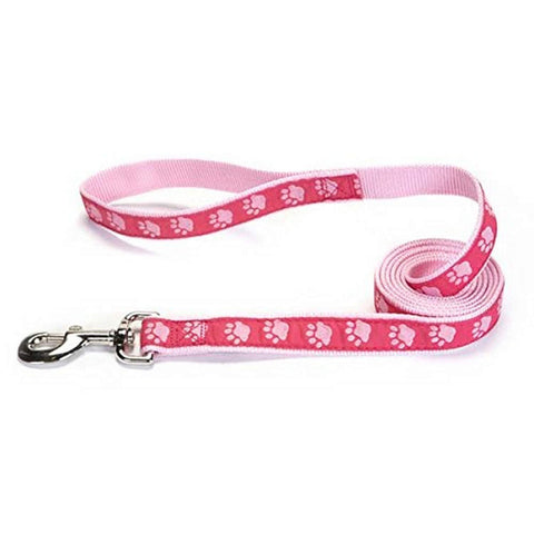 Casual Canine TwoTone Pawprint Dog Lead, 4-Foot x 5/8-Inch, Pink