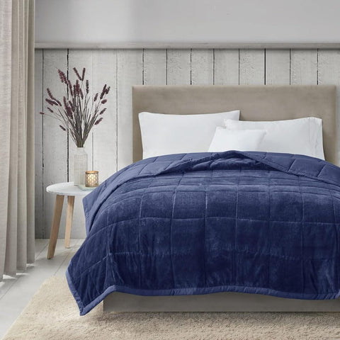Oakestry Coleman Cozy Quilted Down Alternative Comforter Reversible Throw Blanket Warm Lightweight and Breathable for All Season, King(108"X90"), Navy