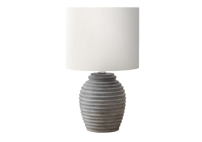 Monarch Specialties I 9864 Lighting, 17" H, Table Lamp, Grey Resin, Ivory/Cream Shade, Contemporary
