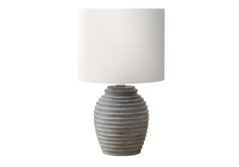 Monarch Specialties I 9864 Lighting, 17" H, Table Lamp, Grey Resin, Ivory/Cream Shade, Contemporary