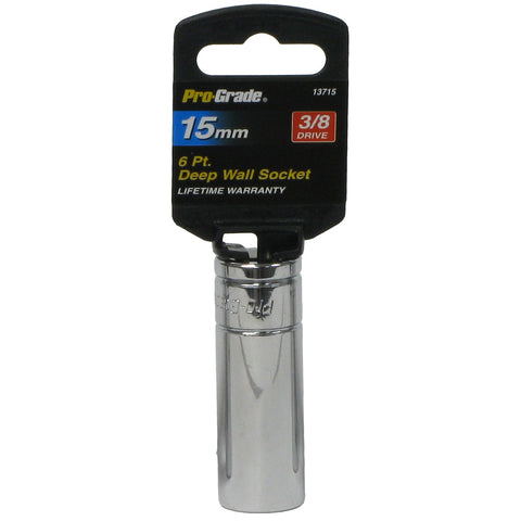 Pro-Grade 13715 3/8-Inch Drive with 6 Point Deep 15mm Socket