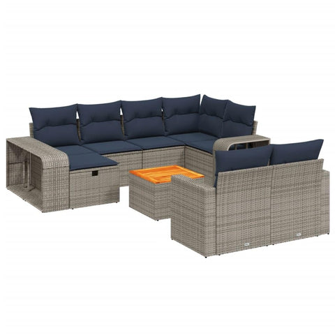vidaXL Patio Sofa Set with Cushions 11 Piece, Outdoor Sectional Sofa Couch, Patio Conversation Set for Garden Backyard, Gray Poly Rattan