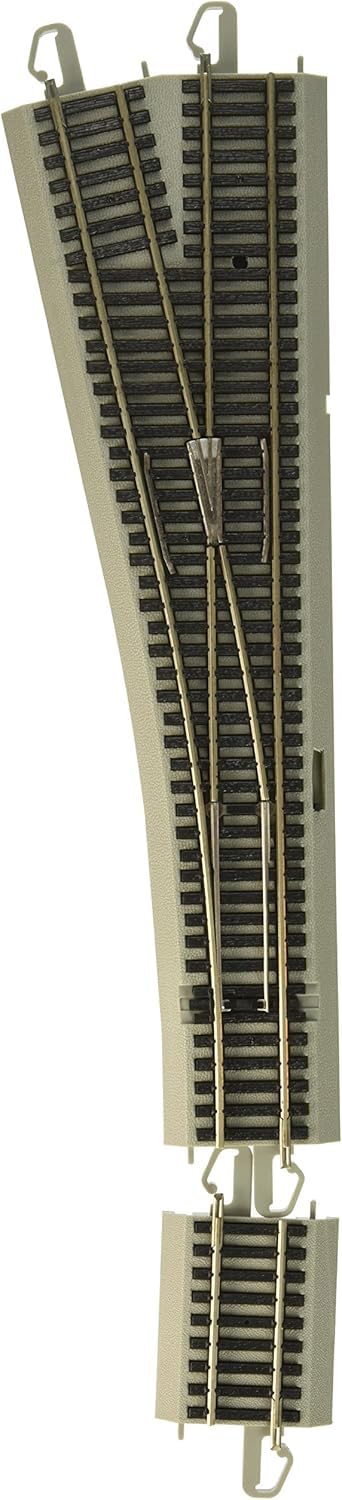 Bachmann Trains - E-Z COMMAND DCC EQUIPPED #5 TURNOUT – LEFT - NICKEL SILVER E-Z TRACK With Grey Roadbed - HO Scale