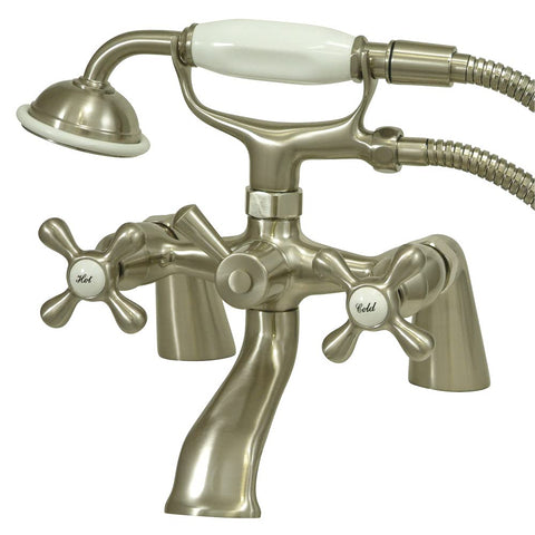 Kingston Brass KS267SN Kingston Clawfoot Tub Faucet with Hand Shower, Brushed Nickel