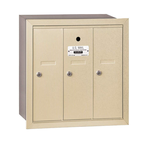 Vertical Mailbox - 3 Doors - Sandstone - Recessed Mounted - USPS Access