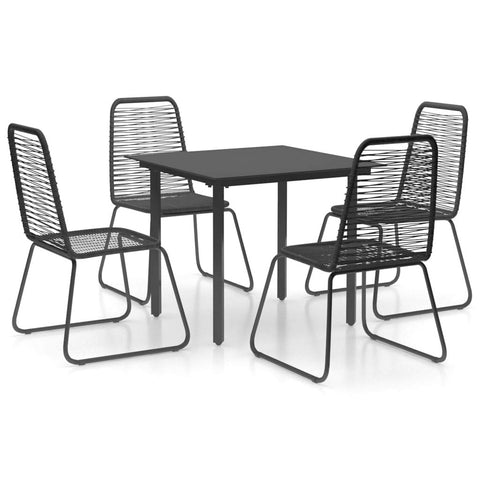 vidaXL Patio Dining Set 5 Pieces Garden Outdoor Balcony Backyard Terrace Dinner Dinette Table Chairs Home Furniture PVC Rattan Black