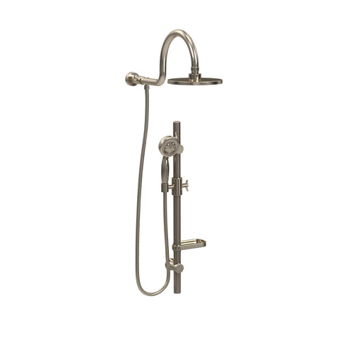 AquaRain Rain Shower Head with Handheld Spray Shower Set - 1019-CH, Brushed Nickel Finish - 8" Rainfall Showerhead with Handheld Sprayer Combo, 5-Function Hand Sprayer, Adjustable Slide Bar