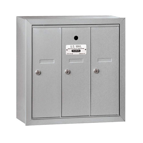 Vertical Mailbox - 3 Doors - Aluminum - Surface Mounted - USPS Access