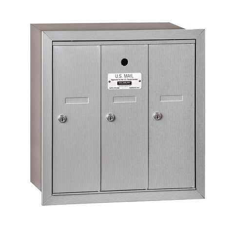 Vertical Mailbox - 3 Doors - Aluminum - Recessed Mounted - USPS Access