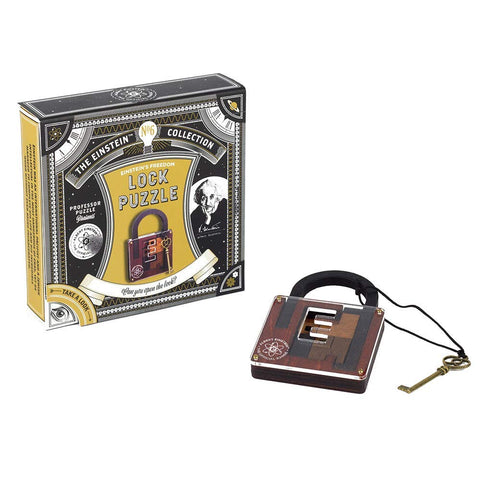 The Einstein Collection Lock Puzzle - Tricky Padlock Brain Game - Professor Puzzle 3D Brain Teaser Puzzles., Brown