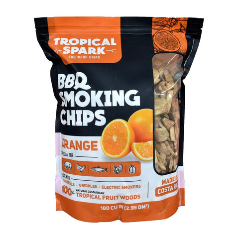 Tropical Spark Wood Chips | Perfect for BBQ, Smoking, Grilling, Bake, Roast, Braise | Premium 100% All-Natural | Orange | 180 cu in Bag