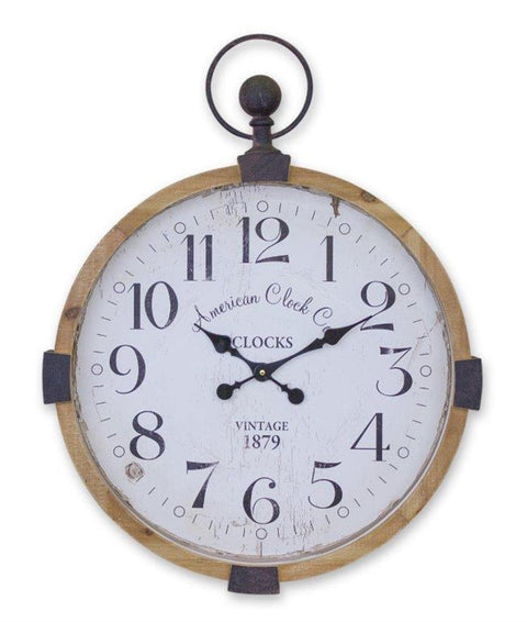 Melrose MDF Wall Clock with Brown and White Finish 82269DS