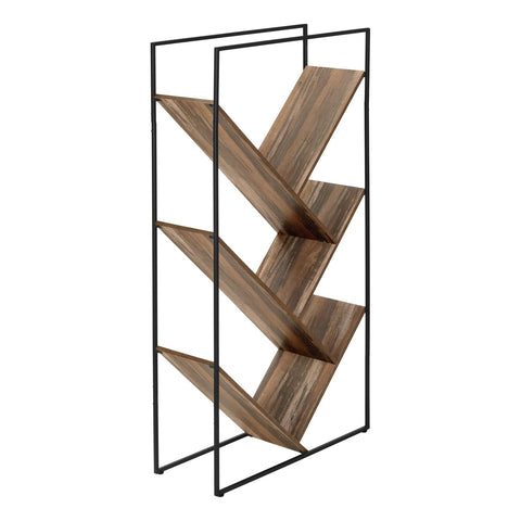 Monarch Specialties I 2202 Bookshelf, Bookcase, Etagere, 3 Tier, 60" H, Office, Bedroom, Metal, Laminate, Black, Brown, Contemporary, Modern