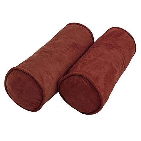 Blazing Needles Corded Microsuede Throw Pillows (Set of 2), 20" x 8", Red Wine
